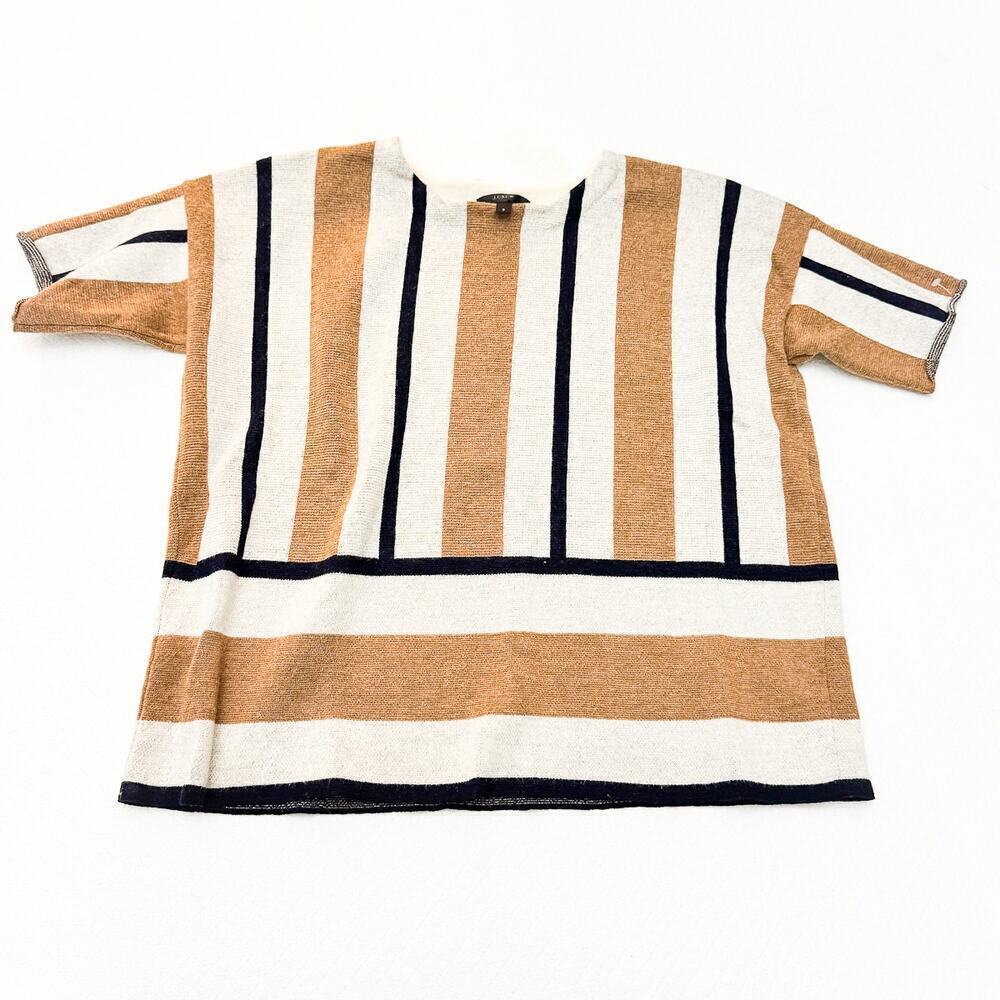 J. Crew 100% Merino Wool Striped Short Sleeve Sweater Top Size Small